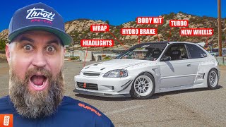 We Turned Our Civic Into A Drift Car! (Rear Wheel Drive, Turbo, Hydro, Wide Body, New Wheels)