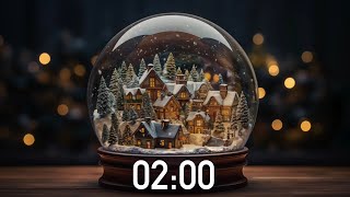 2 Minute Christmas Timer Snow Globe 🎵 with Christmas Jazz Music (4K) ✨ - and Alarm Sound