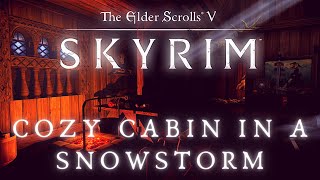 Skyrim SE 4K Ambience | Cozy Cabin Fire | Sleep, Study, Ambient Fire & Wind | No Music [2 Hrs]