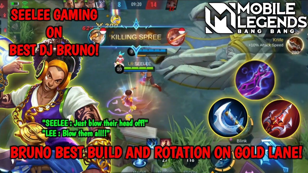 SEELEE GAMING BRUNO BEST BUILD! HOW TO DO ROTATION WITH BRUNO ON GOLD LANE GAMEPLAY MOBILE LEGENDS