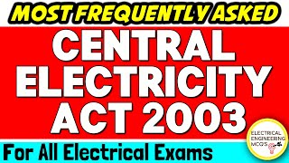 Electricity Act 2003 | Central Electricity Act 2003 in Hindi | Electricity Act 2003 |🔴 with MCQs