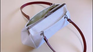 nanqueenshop  がま口2wayショルダーボストンバッグ　生成り帆布