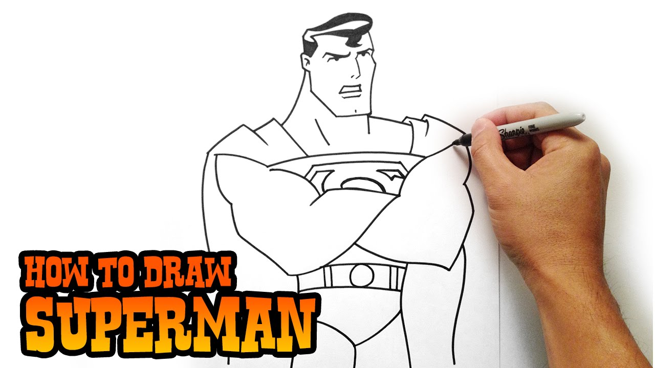 Step-by-step guide on how to draw Superman’s muscular physique.