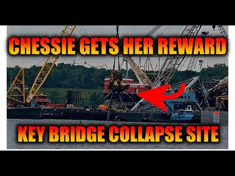 Chessie grabs debris at Key Bridge-- eventually.  May 16, 2024