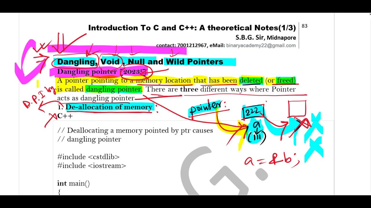 C Theory Class 10: Dangling, Null, Void and Wild Pointer - YouTube