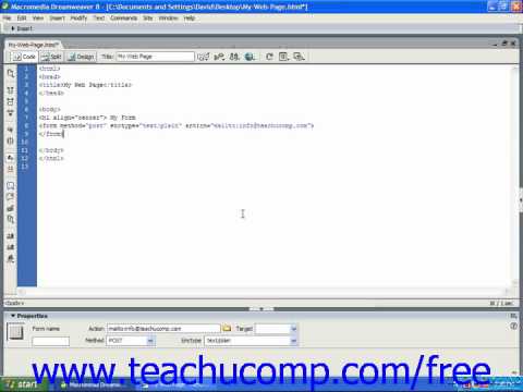 HTML Tutorial Sending to E mail Training Lesson 13.2
