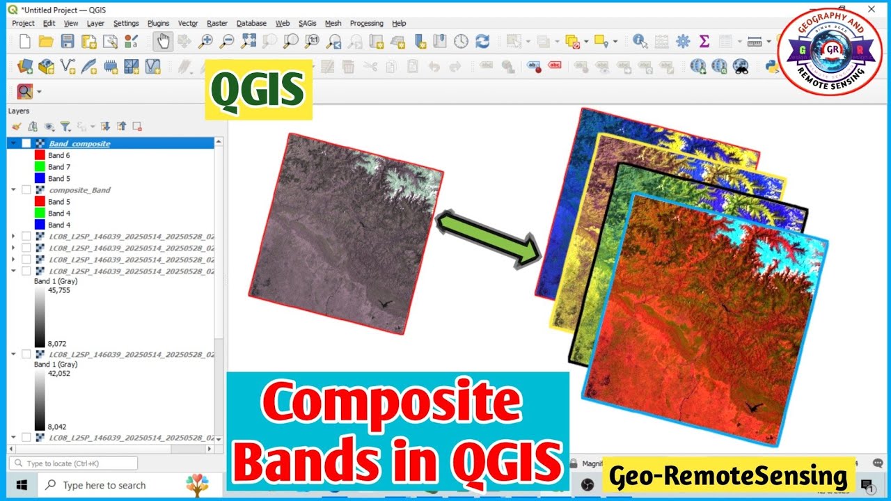How to Composite Bands in QGIS | Landsat Band Combination | QGIS Raster Tutorial |