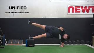 Feet Elevated Side Bridge with Top Leg Abduction
