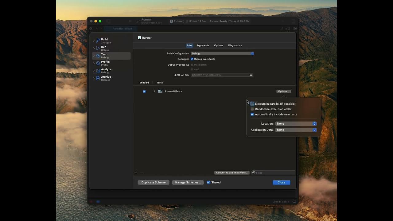Xcode disable parallel execution for UI testing target YouTube