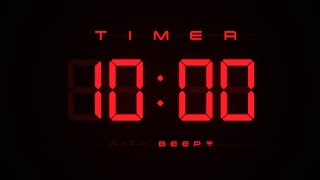 10 Minute Countdown Timer ⏱ Digital RED Clock with Alerts ⭕️