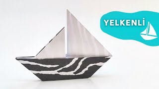 Kağıttan Yelkenli Gemi Nasıl Yapılır, Origami Kolay Yelkenli Yapımı Resimi