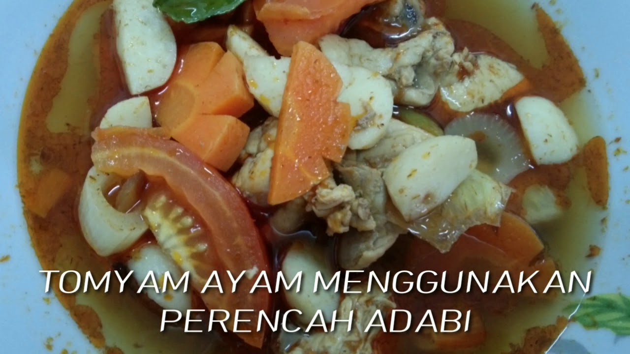 RESEPI TOMYAM AYAM MENGGUNAKAN PERENCAH ADABI  YouTube