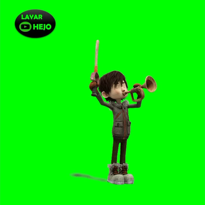Green Screen playing the trumpet - bermain terompet 0409