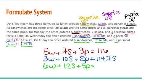 3x3 Systems of linear equations word problems video
