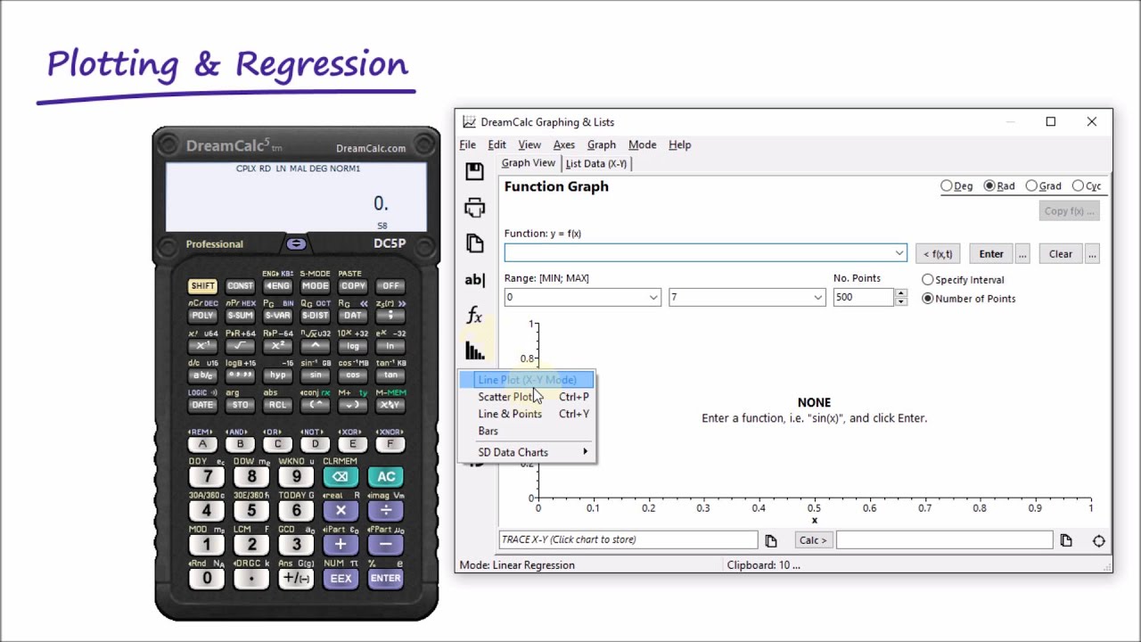 Plotting Data & Regression with DreamCalc Scientific Calculator