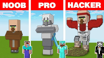Minecraft NOOB vs PRO vs HACKER: VILLAGER STATUE HOUSE BUILD CHALLENGE in Minecraft Animation