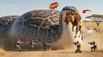 Heroic Rescue Team Saves Brave Father Lion From Giant Python’s Deadly Coil🥹💔