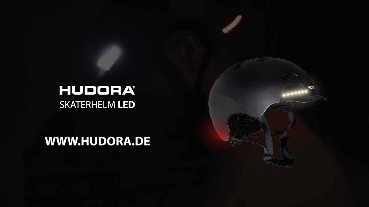 HUDORA Casque de Vélo / Skate avec lampes LED intégrés 