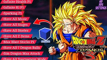 Dragon  Ball Z Budokai Tenkaichi 3 Aethersx2 Everything Unlocked Cheat Code No Lag 60FPS Settings