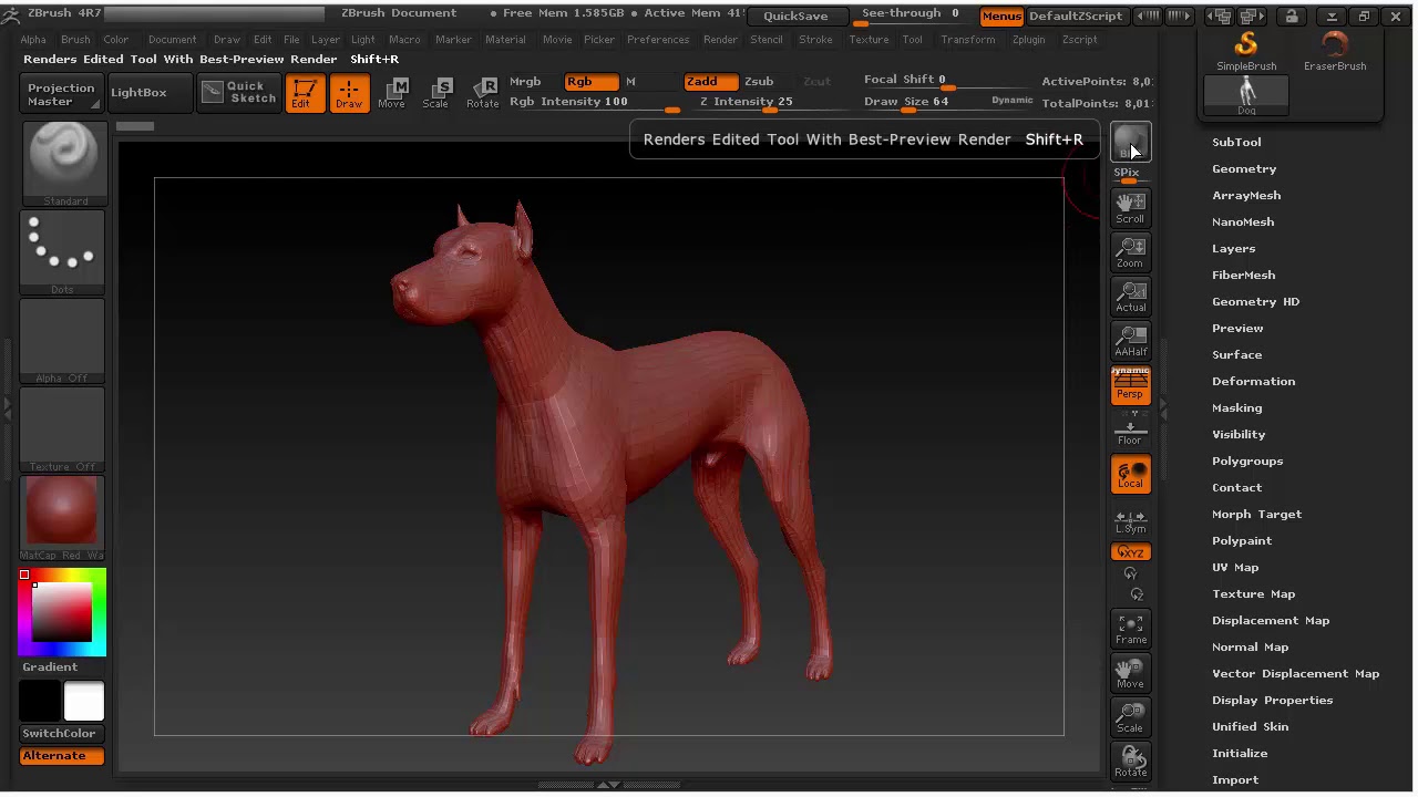 store canves setting in zbrush