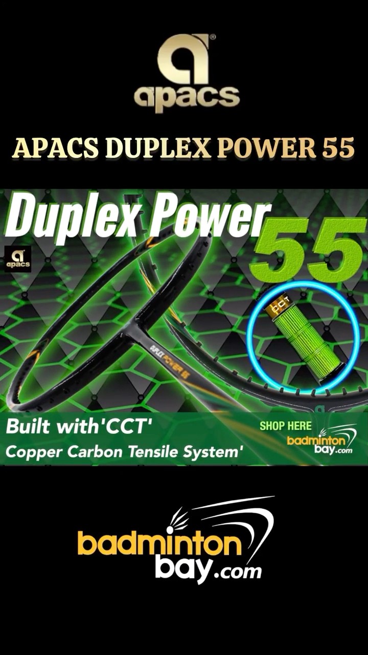 Apacs Duplex Power 55 Black Badminton Racket (10U) Worlds Lightest
