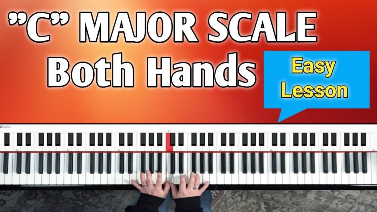 C major scale both hands easy piano lesson | slow and step by step | in ...