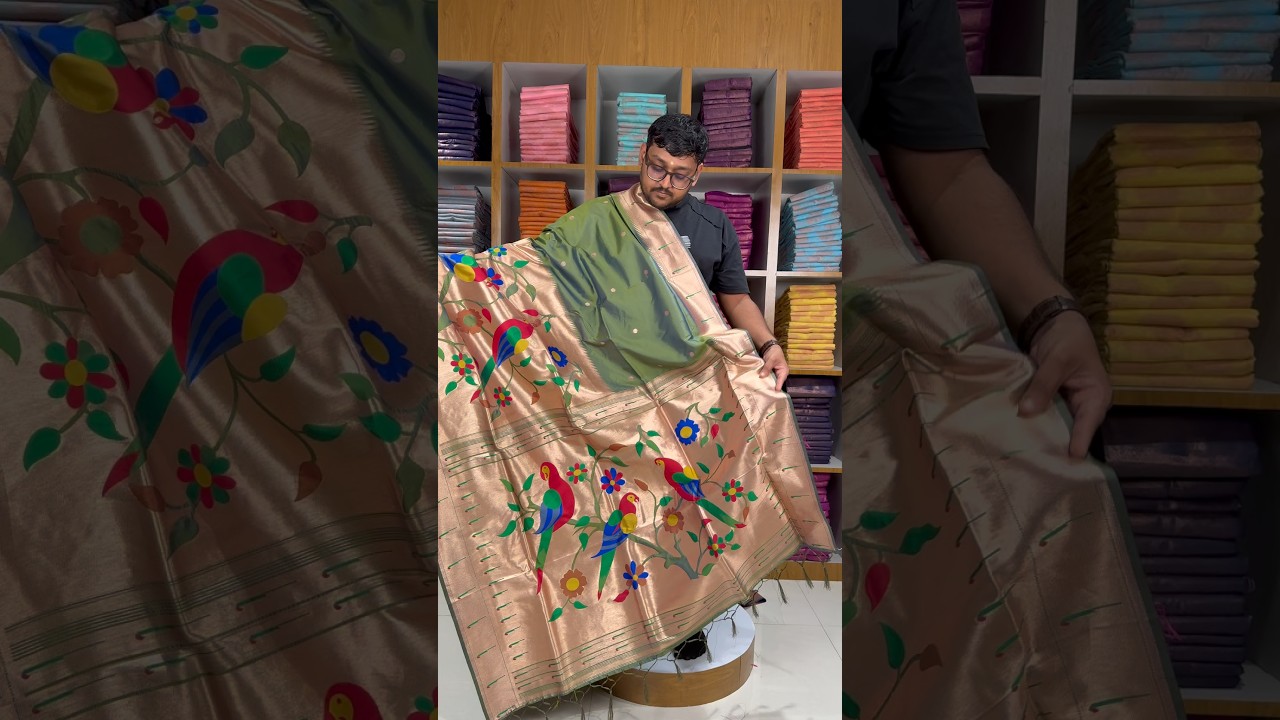 Kanchivaram Paithani Silk Big Parrot Zari Border Saree