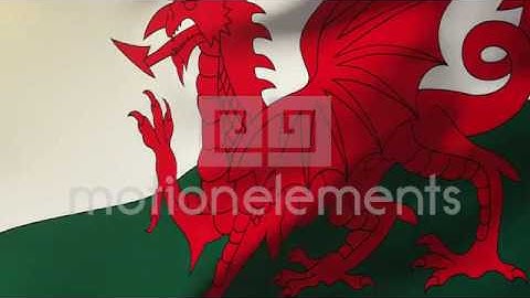 Wales Flag Waving In The Wind. Looping Sun Rises Style. Animation Loop Stock Animation