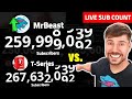 Mrbeast vs tseries battle for 1 live subscriber race