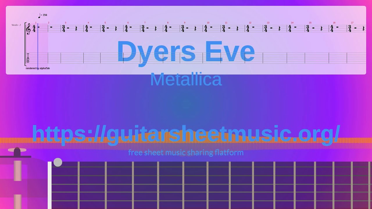 Dyers Eve Sheet Music Free, Metallica Synthesia Piano YouTube
