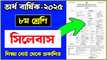 Class 8 half yearly exam syllabus 2025 | ৮ম শ্রেণির অর্ধ বার্ষিক পরীক্ষার সিলেবাস ২০২৫