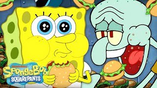 SpongeBob Characters Eating Krabby Patties in Bikini Bottom!  | SpongeBob