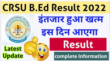 crsu b ed result 2022||crsu b.ed result kaise check kare||crsu b.ed first year result 2022#crsu#mdu