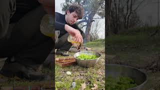 Kiremitte Alabalık Yaptım Doğada Solo Bushcraft Balık Pişirme