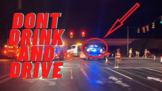 Police chase for a drunk driver who crashed into a concrete pillar