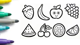 How to draw fruits step by step very easy drawing for kids. drawing for beginners.