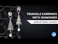 Triangle earrings with diamonds