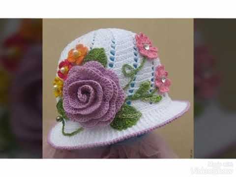 Modelos de sombreros elegantes para niñas, tejidos al - YouTube