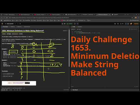 Leetcode Daily Challenge 1653. Minimum Deletions to Make String Balanced #python #dsa