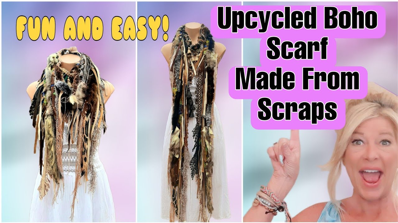 ЛЕГКОЕ И ВЕСЕЛОЕ ШИТЬЕ Шарф в стиле бохо-хиппи из переработанных обрезков