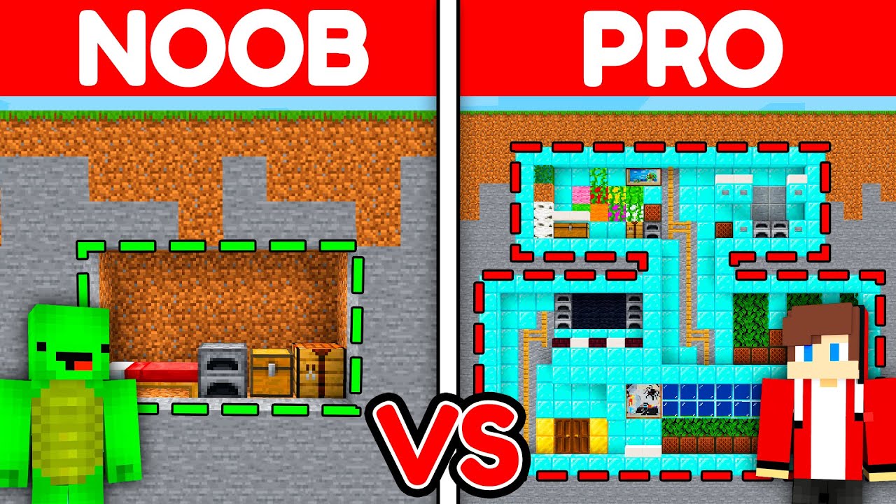 JJ And Mikey NOOB TINY BUNKER vs PRO GIANT BUNKER Build Battle in Minecraft Maizen