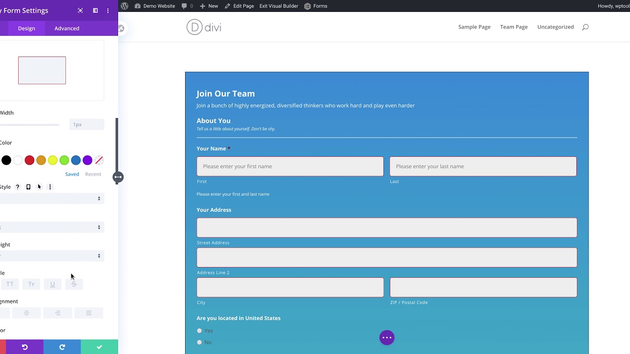 How To Style Gravityform Input Field, Input Wrapper & Placeholder In Divi