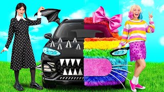 Rainbow Car vs Black Car Challenge | Prank Wars by TeenTeam Challenge