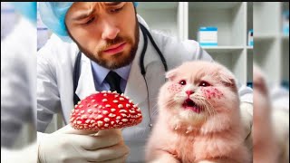 Kitten eats poisonous mushroom while hiking😱😱#cat #cute #aicat