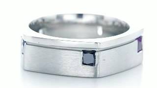 Custom Multi - Color Sapphire Mens Band