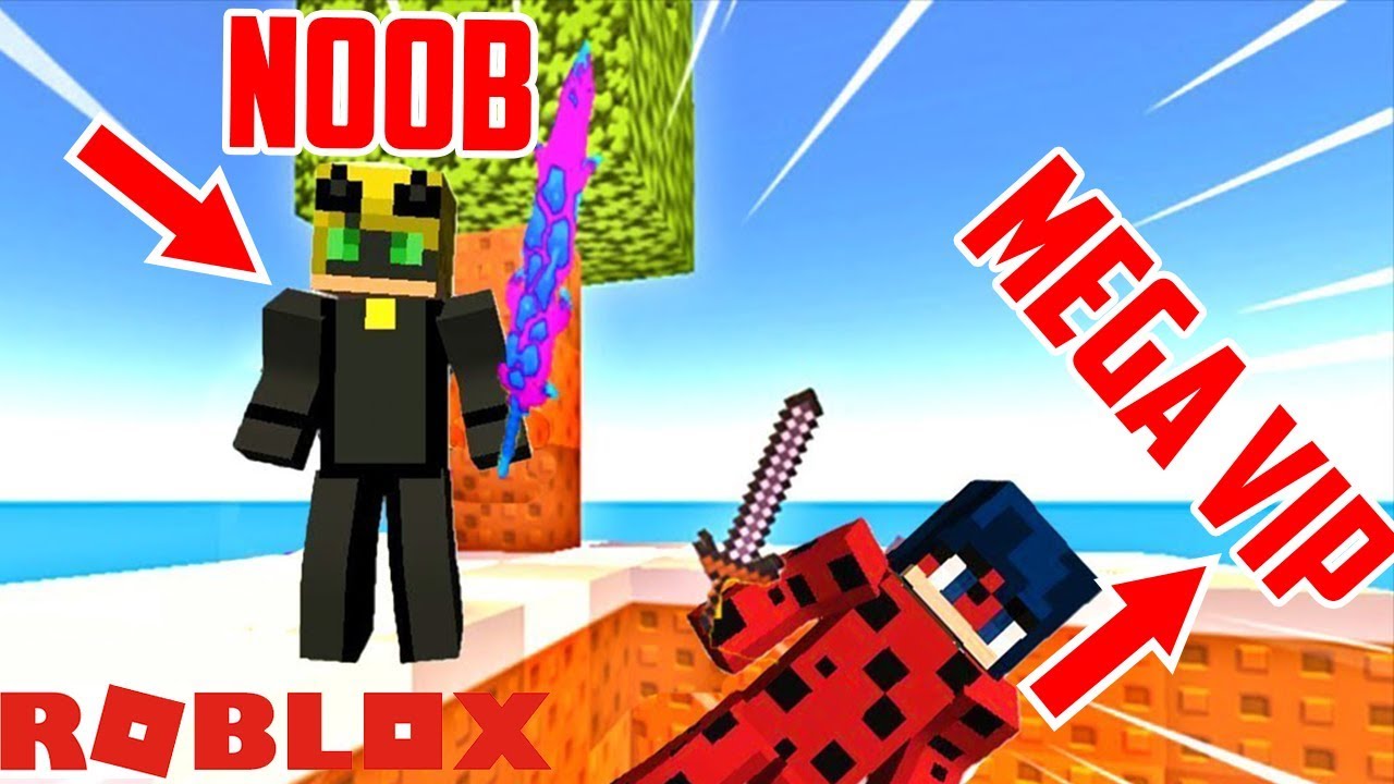 Minecraft Gorunumlu Roblox Oyunu Vip Vs Noob Skywars Turkce Ugur Boce Minecraft Oyun Kara Kedi