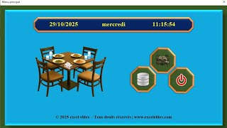Application de réservation de tables sur excel | système de gestion restaurant