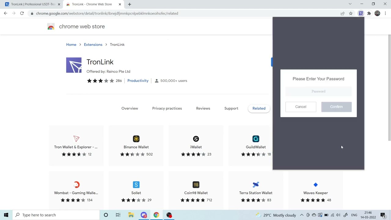Create Wallet for TRX (TRON) token using TronLink Wallet