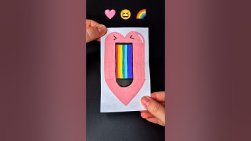 Satisfying art 🩷😆🌈 How To Draw a Rainbow Heart Surprise! DIY Paper Craft
