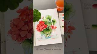 Let’s draw Geraniums in watercolor watercolor paintwithme drawwithme geranium paintinghyun